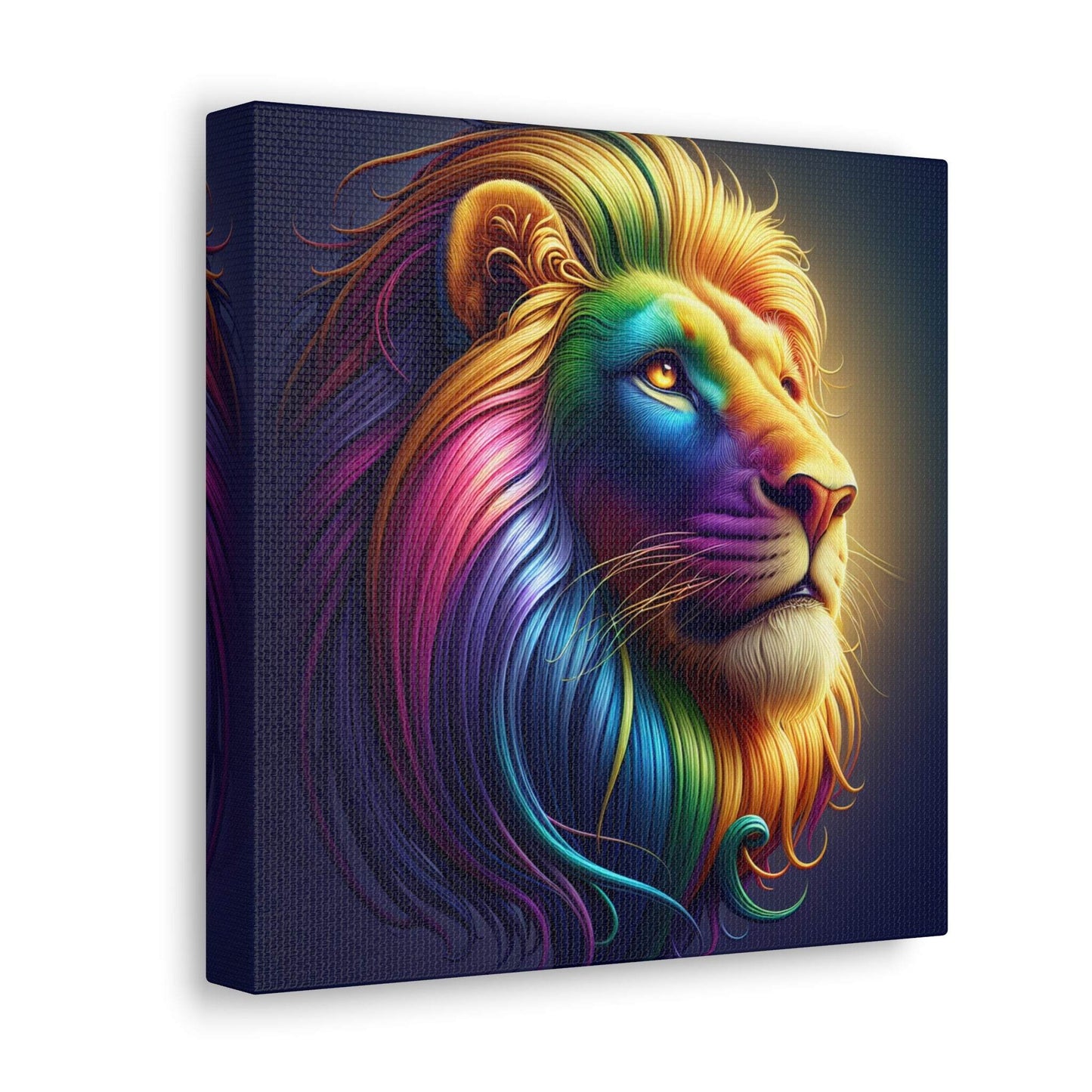 lion wall art, lion canvas wall art, lion face portrait, abstract rainbow lion