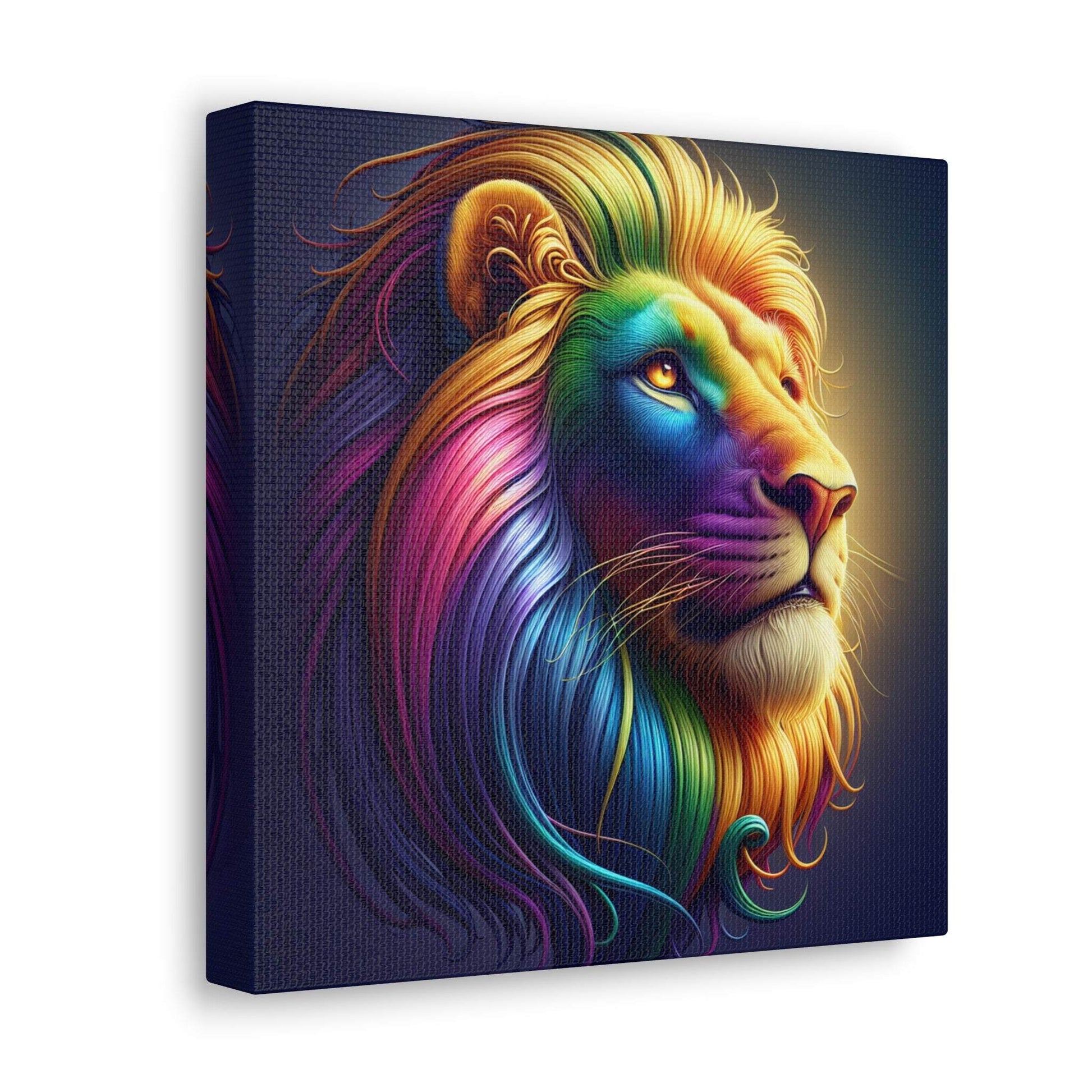 lion wall art, lion canvas wall art, lion face portrait, abstract rainbow lion