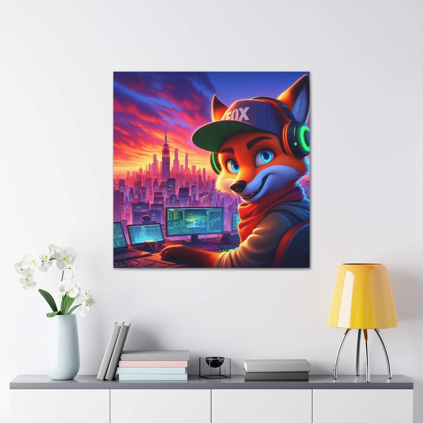 fox artwork, gaming wall art, fox canvas art