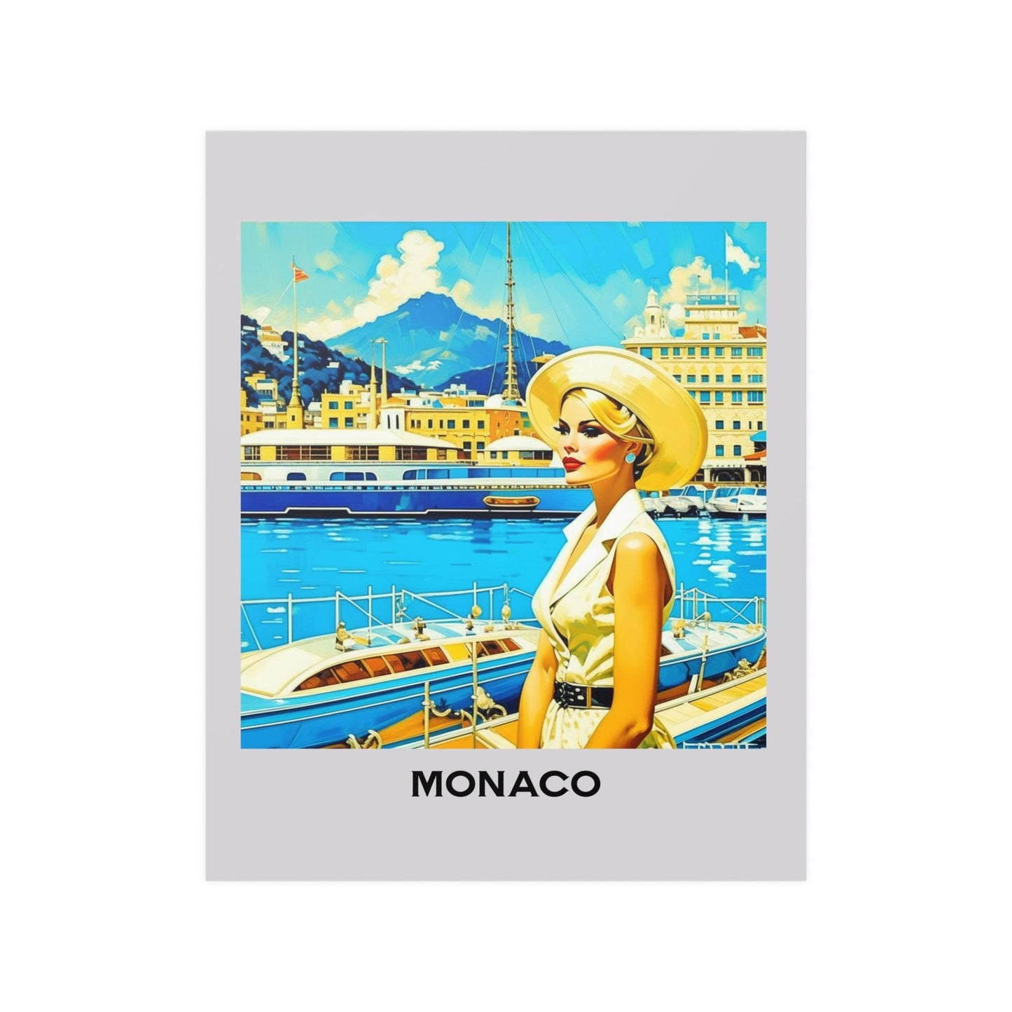 retro travel poster, monaco poster, 