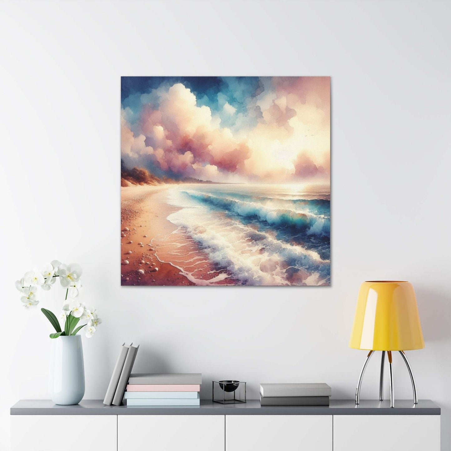 blush pink wall art, coastal artwork, blush pink artwork