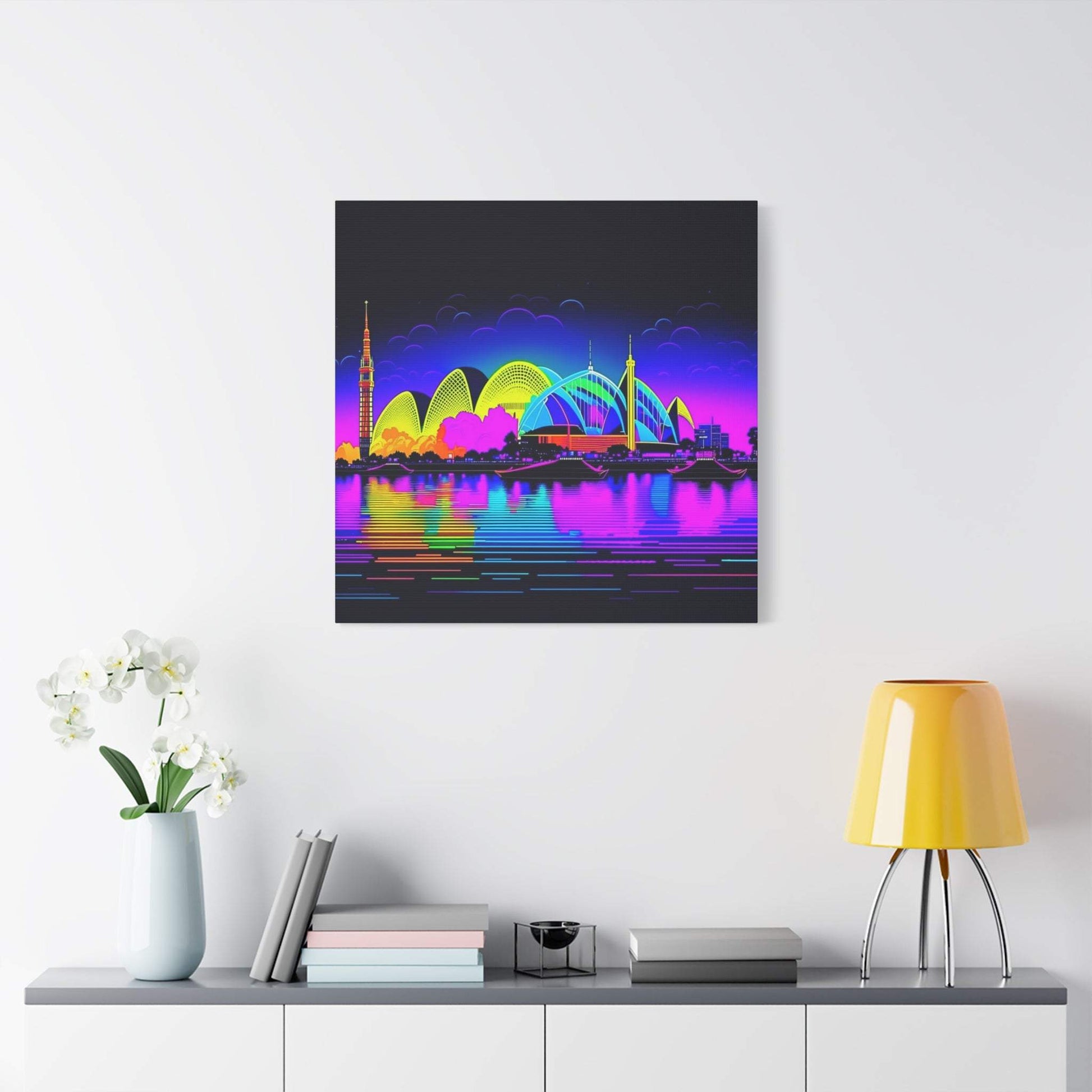 city skyline wall art, cityscape, colorful city print