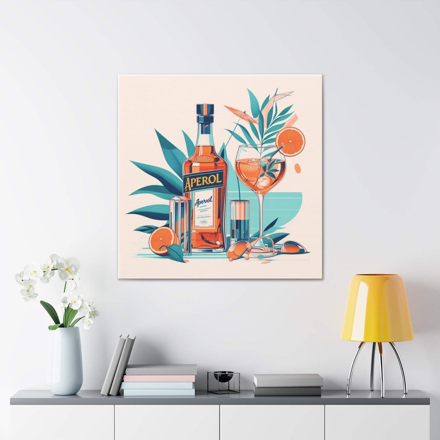 aperol spritz poster, cocktail poster, bar cart decor