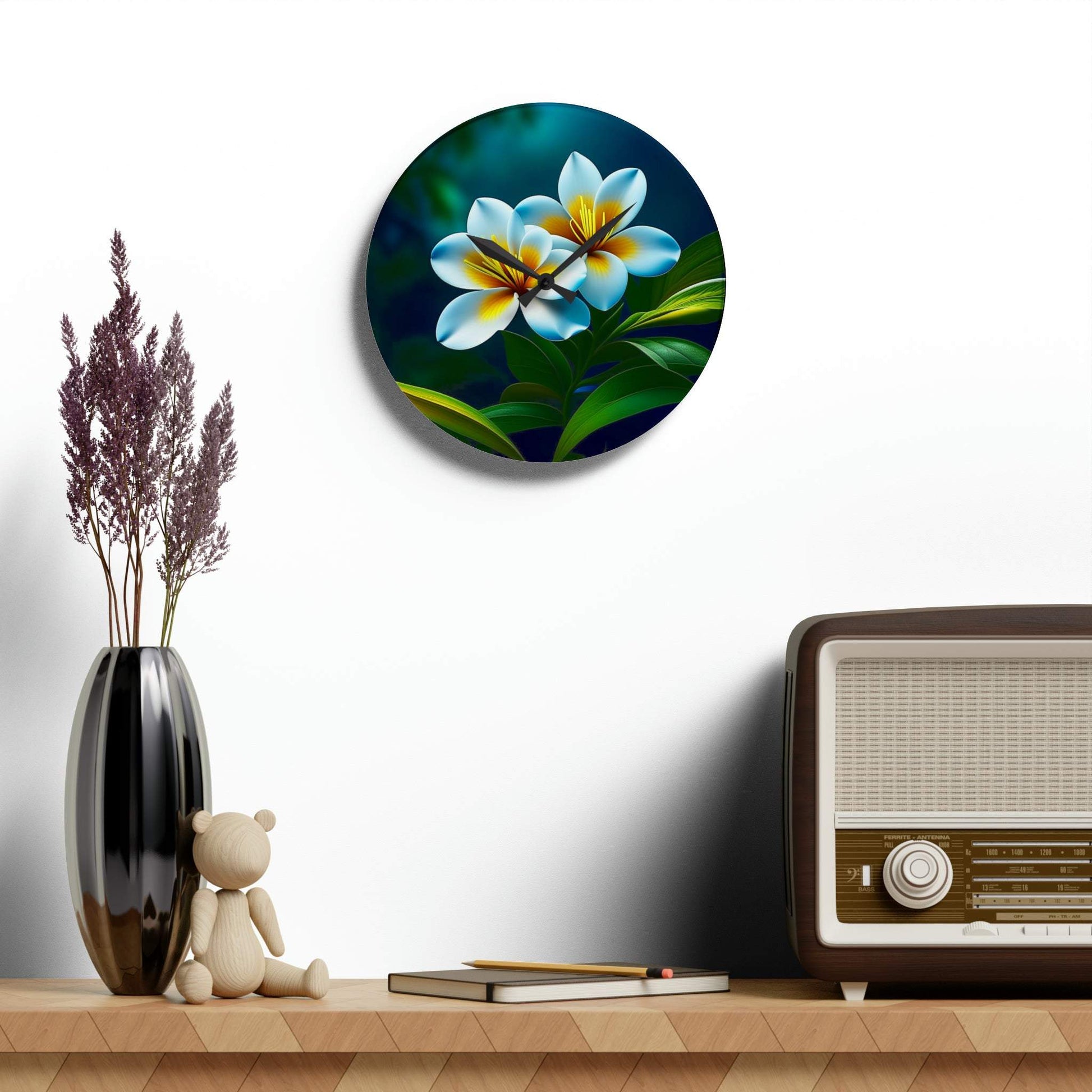 floral wall clock, unique wall clock