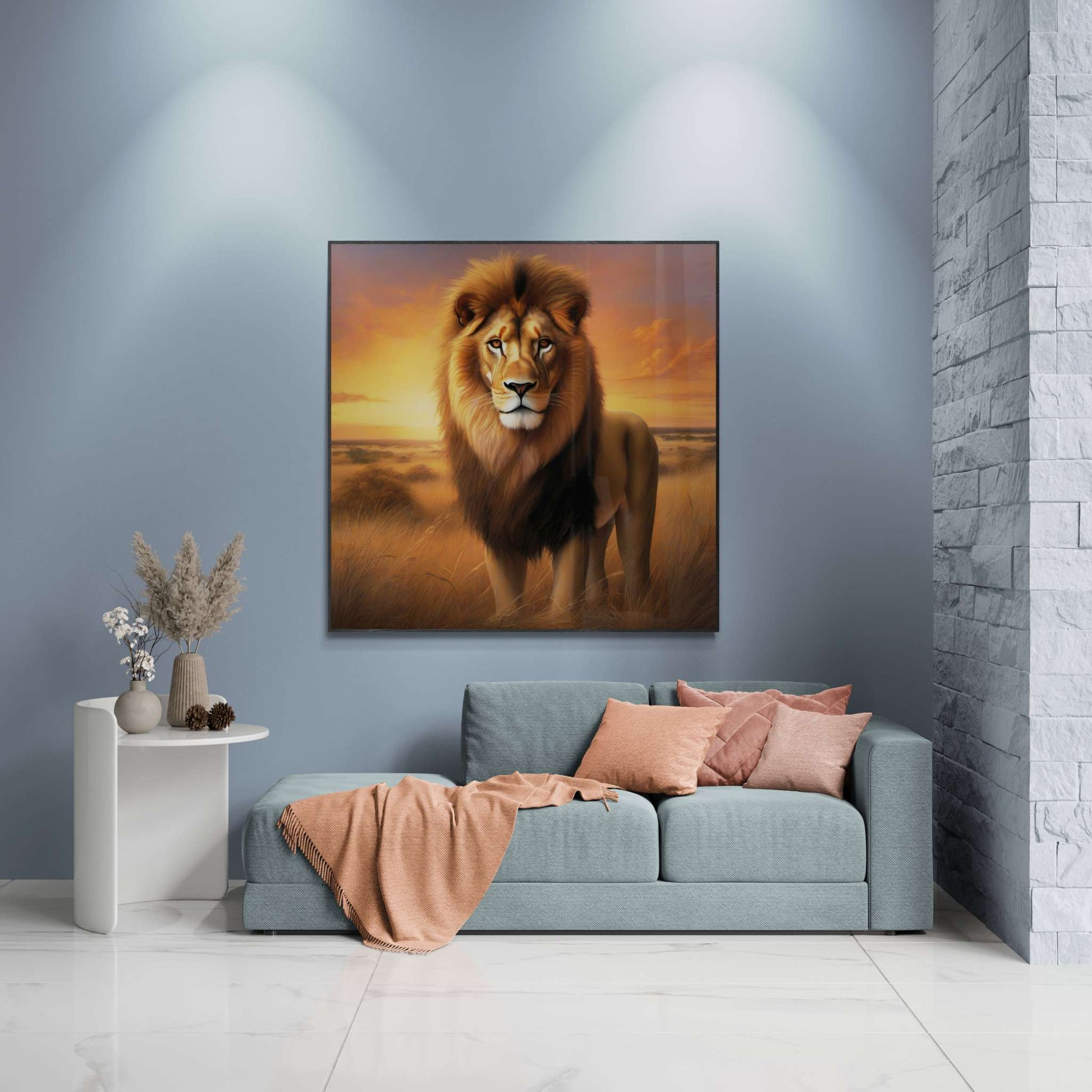 lion wall art, lion canvas, abstract lion art