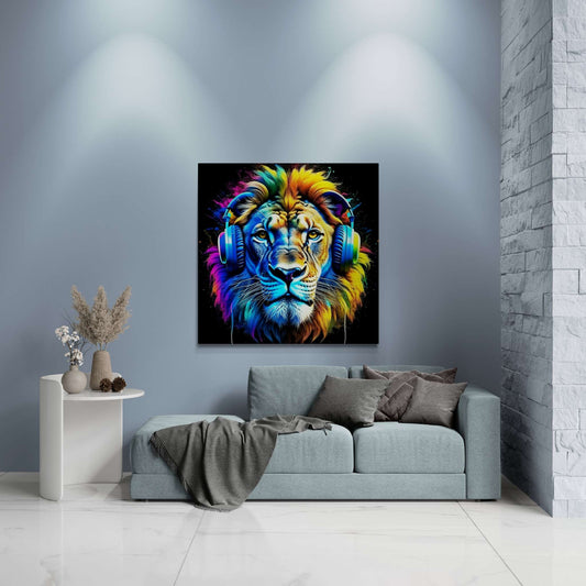 lion wall art, lion canvas, abstract lion art, gaming wall art