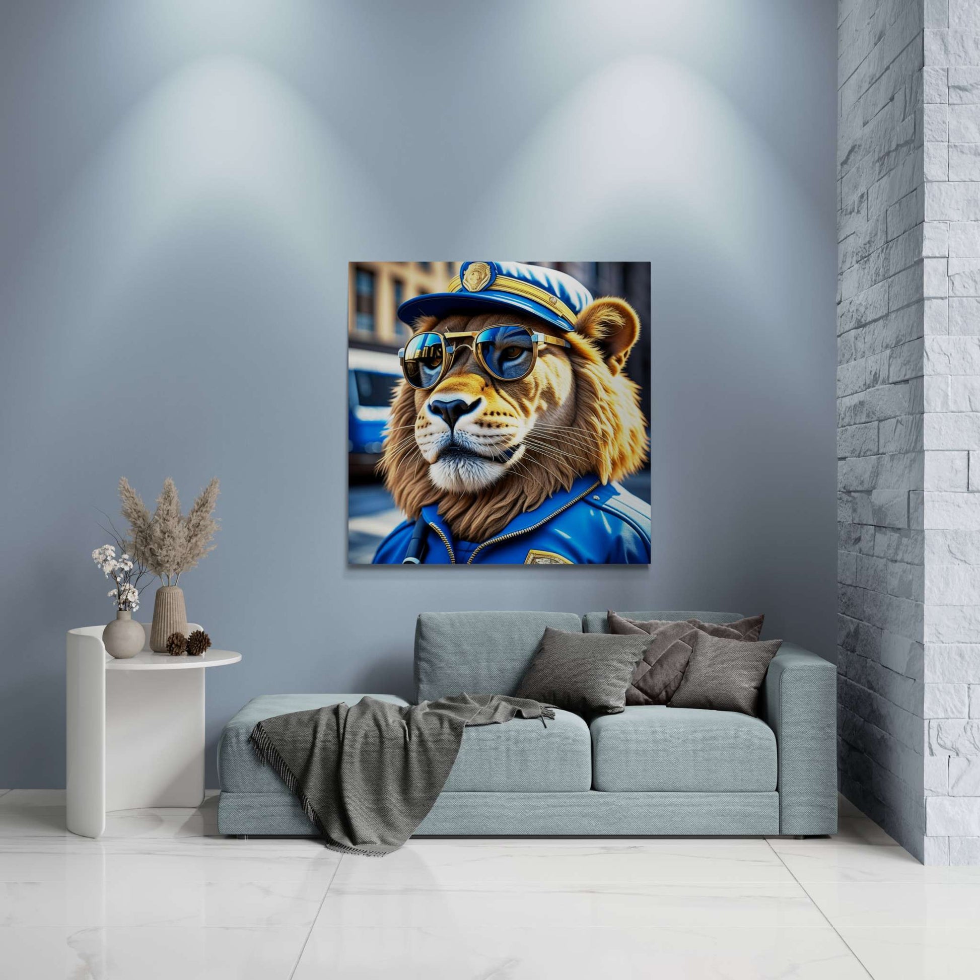 lion wall art, lion canvas, abstract lion art