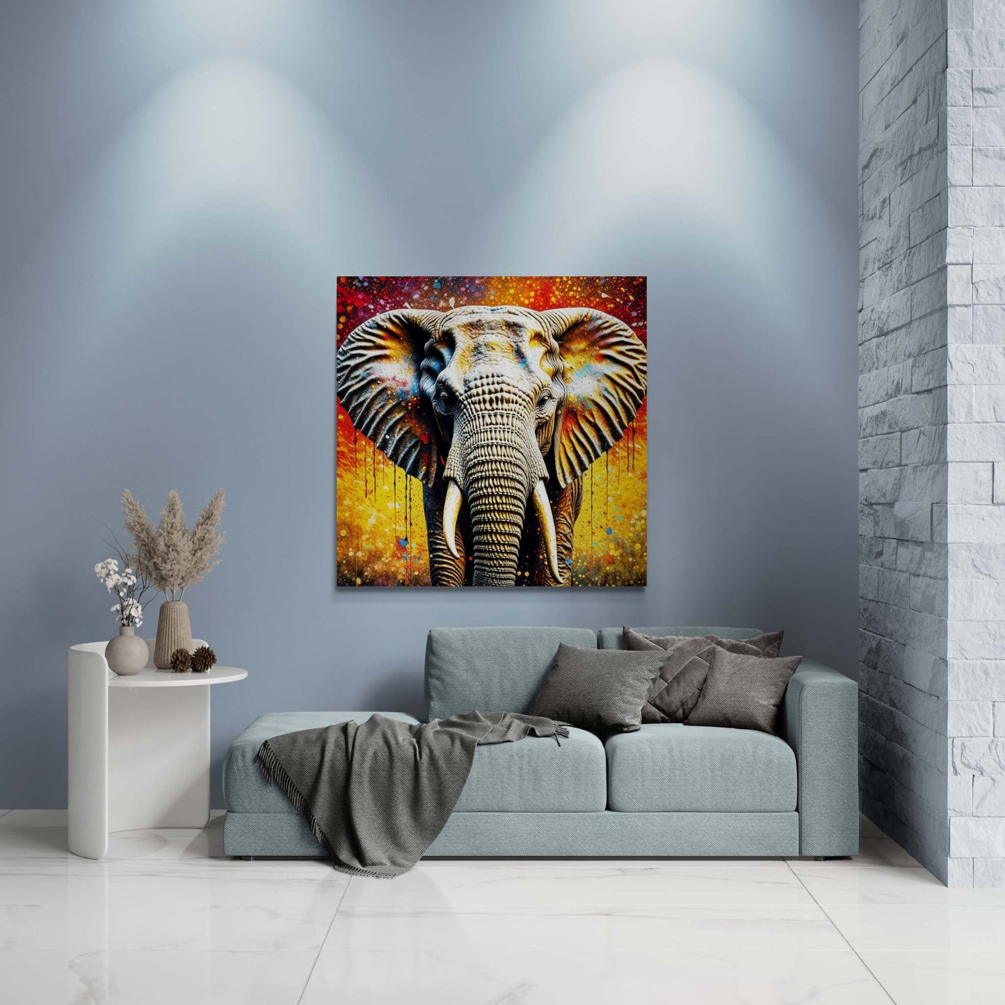 elephant wall art, abstract elephant art, elephant canvas