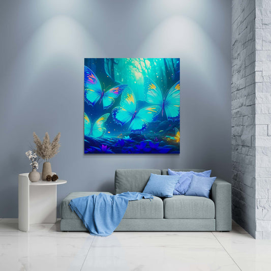 butterfly canvas art, paradise landscape, colorful canvas