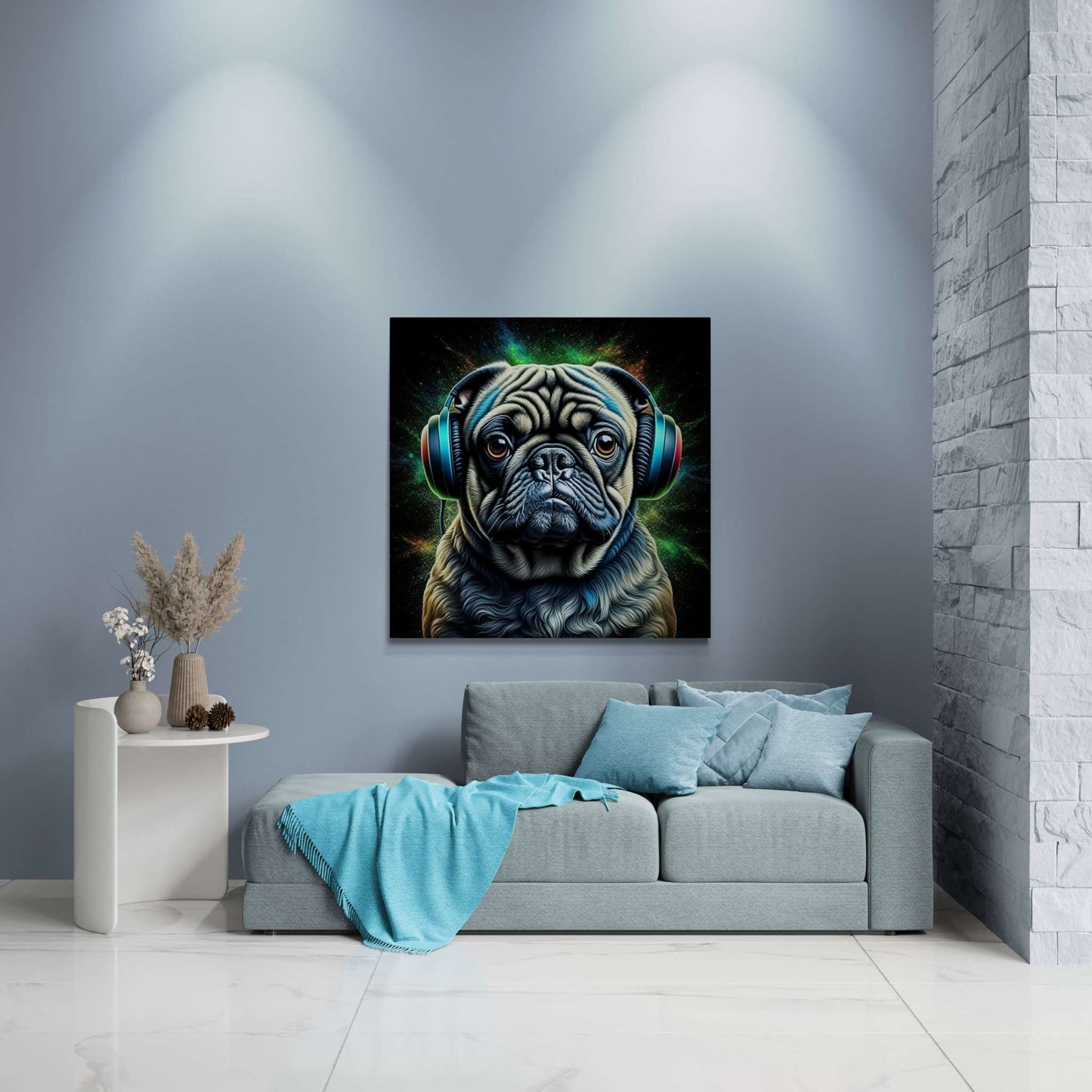 pug artwork, pug wall art, gaming wall art