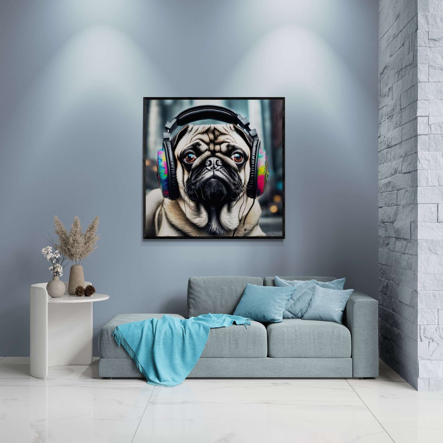 pug artwork, pug wall art, gaming wall art