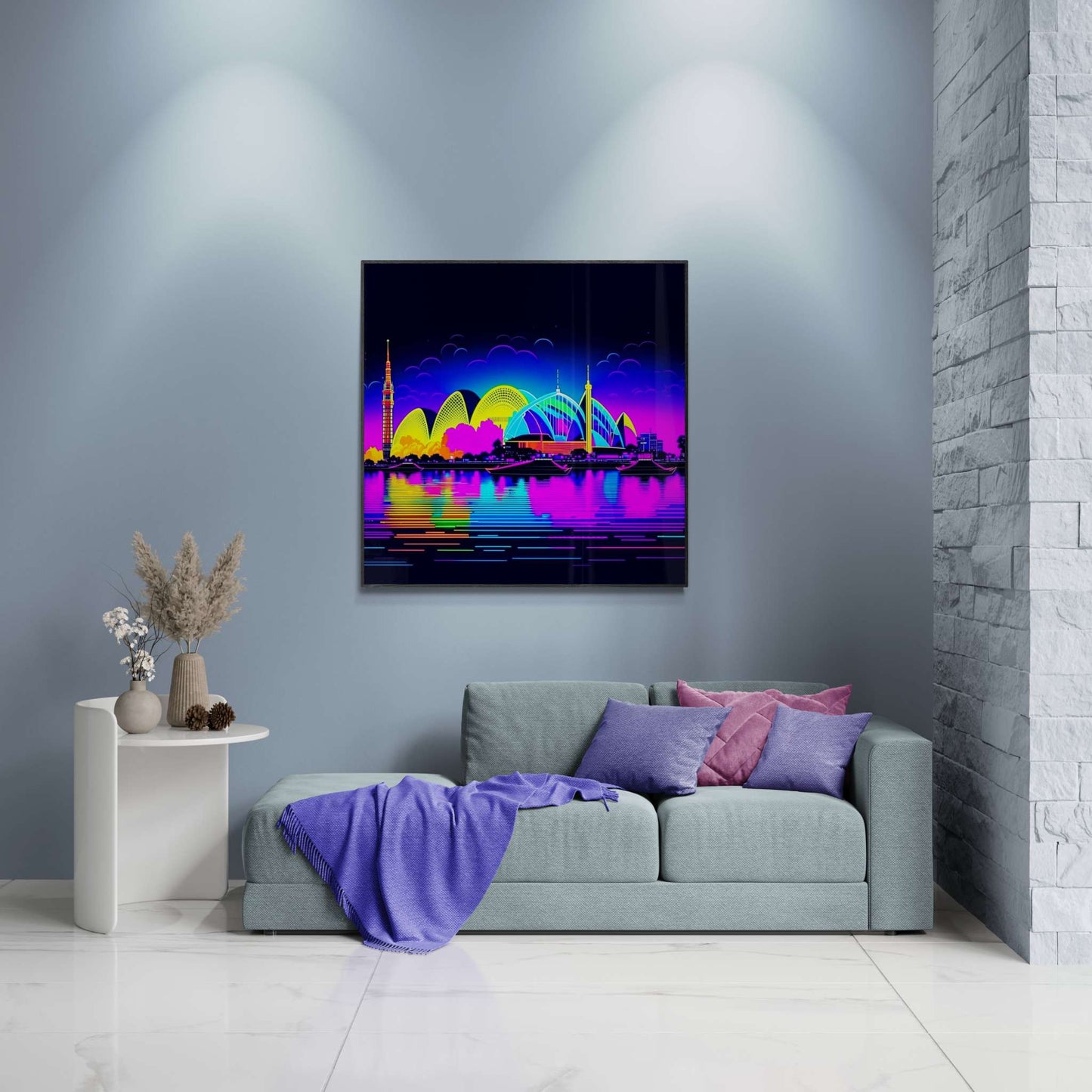 city skyline wall art, cityscape, colorful city print