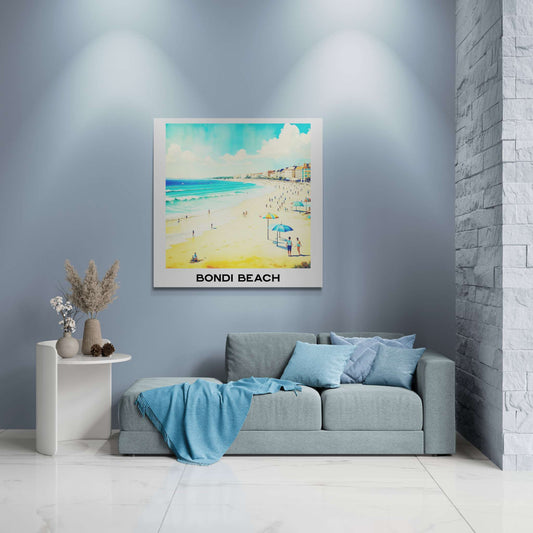 sydney poster, bondi beach artwork, retro travel poster