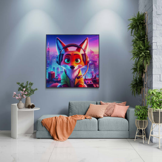 fox artwork, gaming wall art, fox canvas art