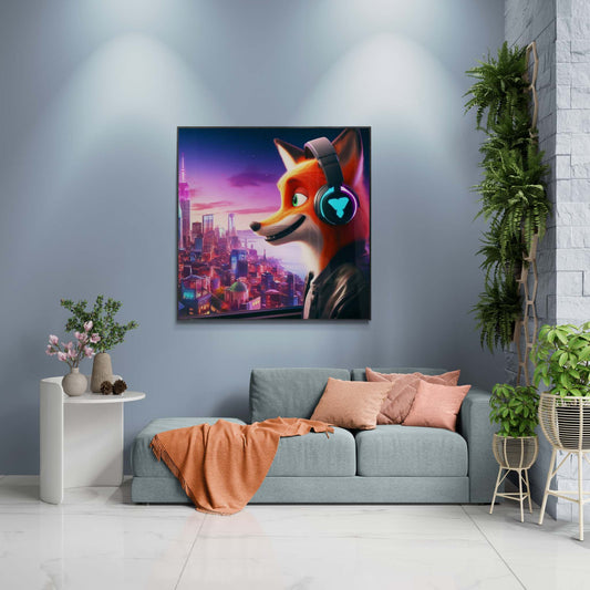 fox artwork, gaming wall art, fox canvas art