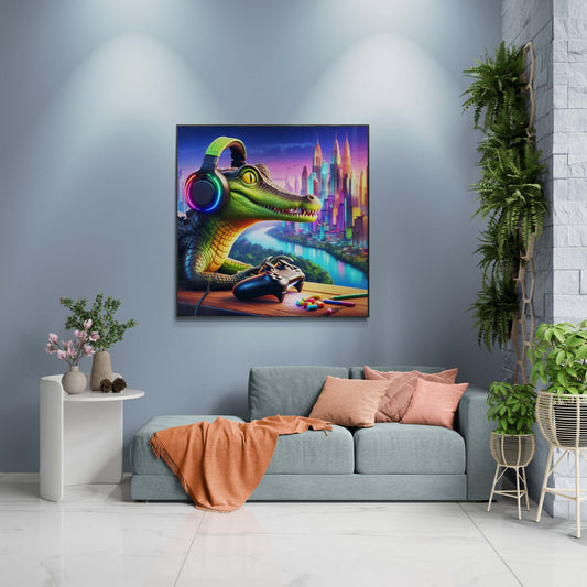 crocodile artwork. gaming wall art, crocodile wall art