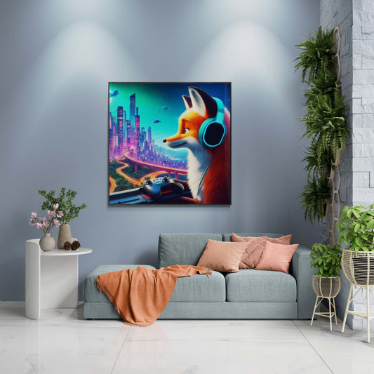 fox artwork, gaming wall art, fox canvas art