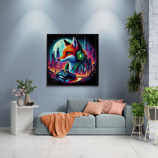 fox artwork, gaming wall art, fox canvas art