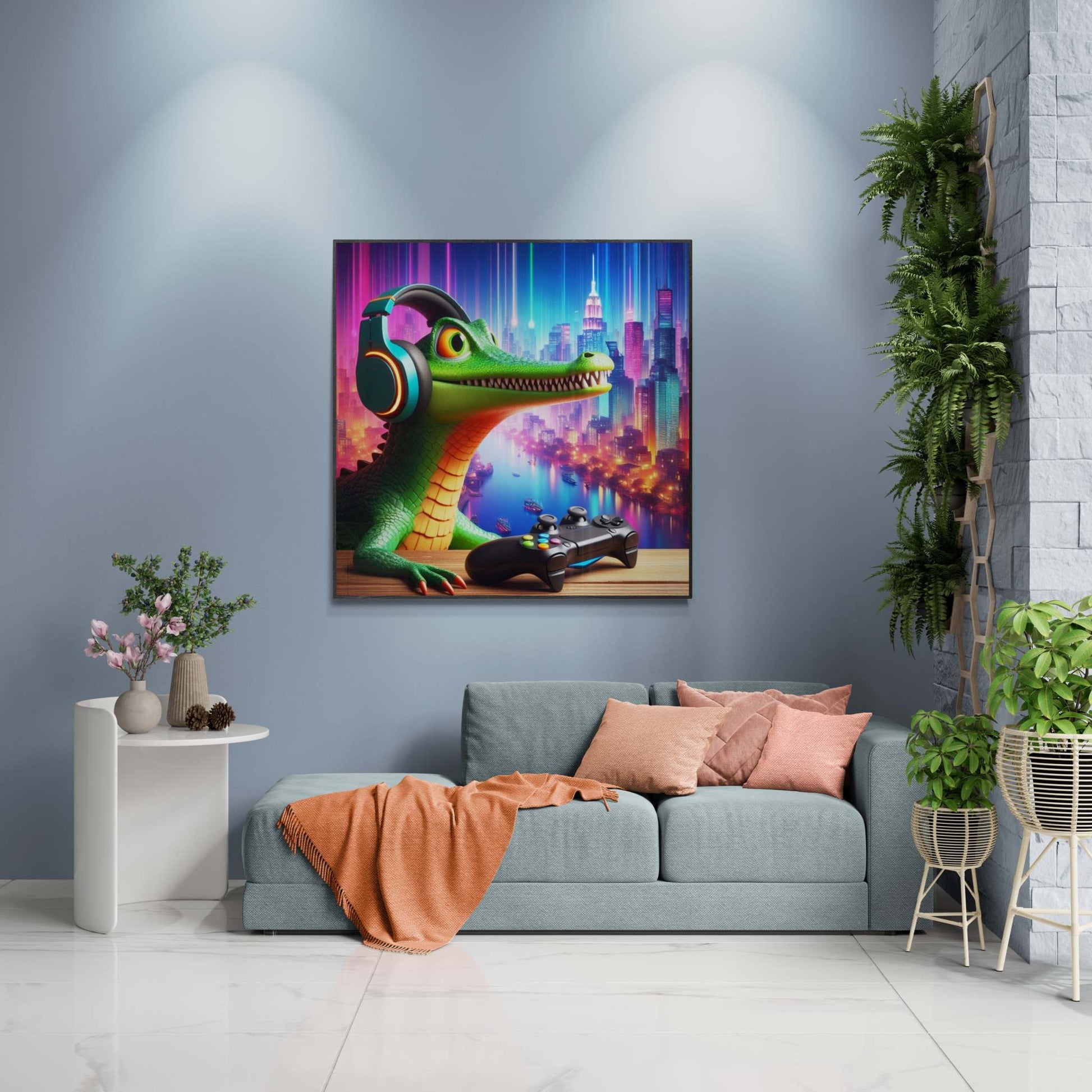 crocodile artwork. gaming wall art, crocodile wall art