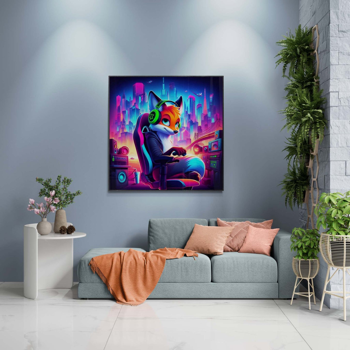 fox artwork, gaming wall art, fox canvas art