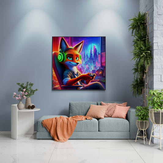 fox artwork, gaming wall art, fox canvas art