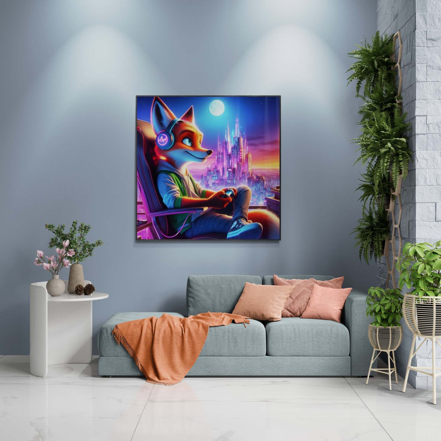 fox artwork, gaming wall art, fox canvas art