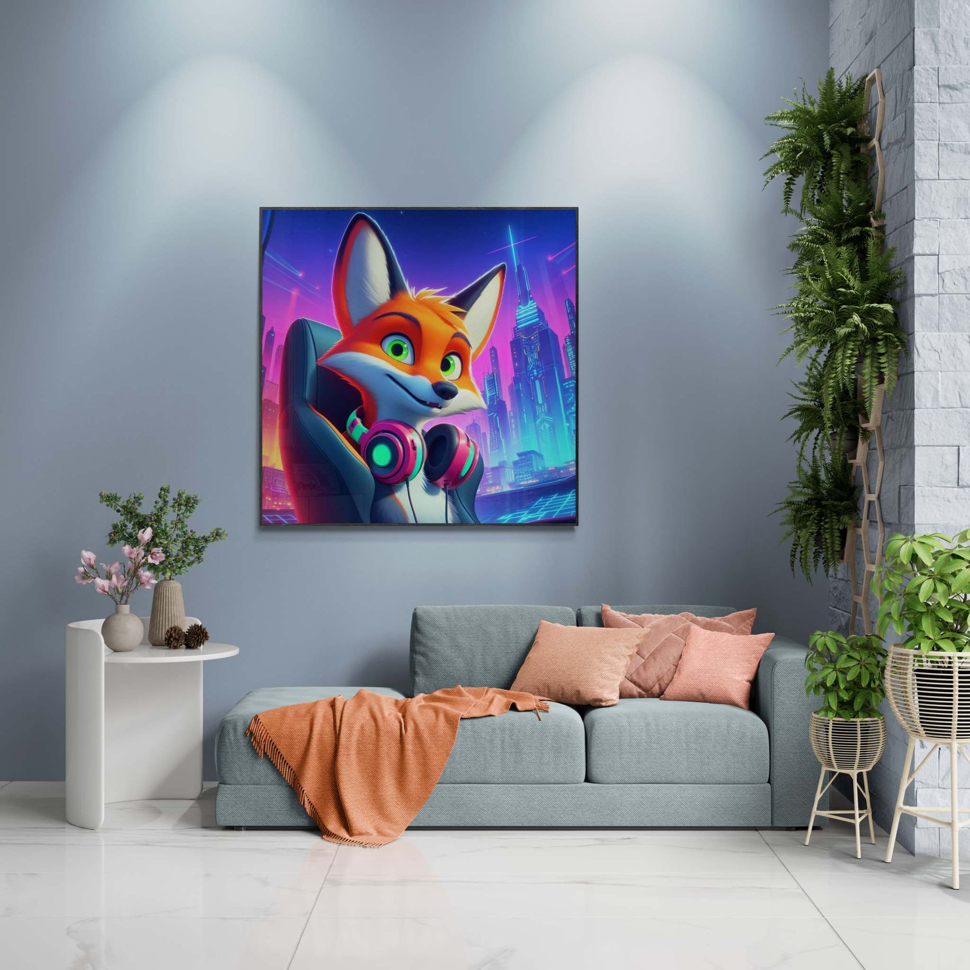 fox artwork, gaming wall art, fox canvas art
