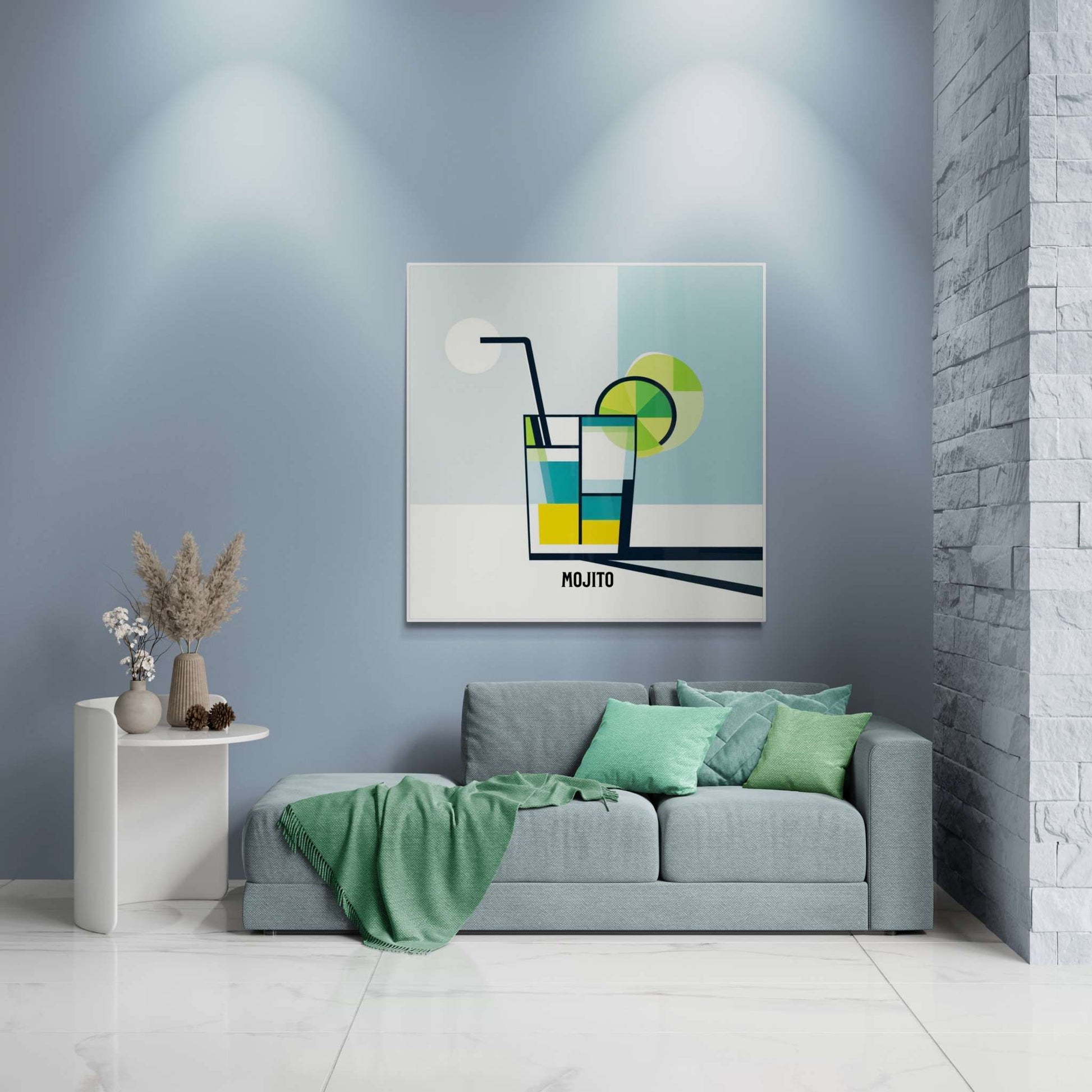 bar cart decor, cocktail poster