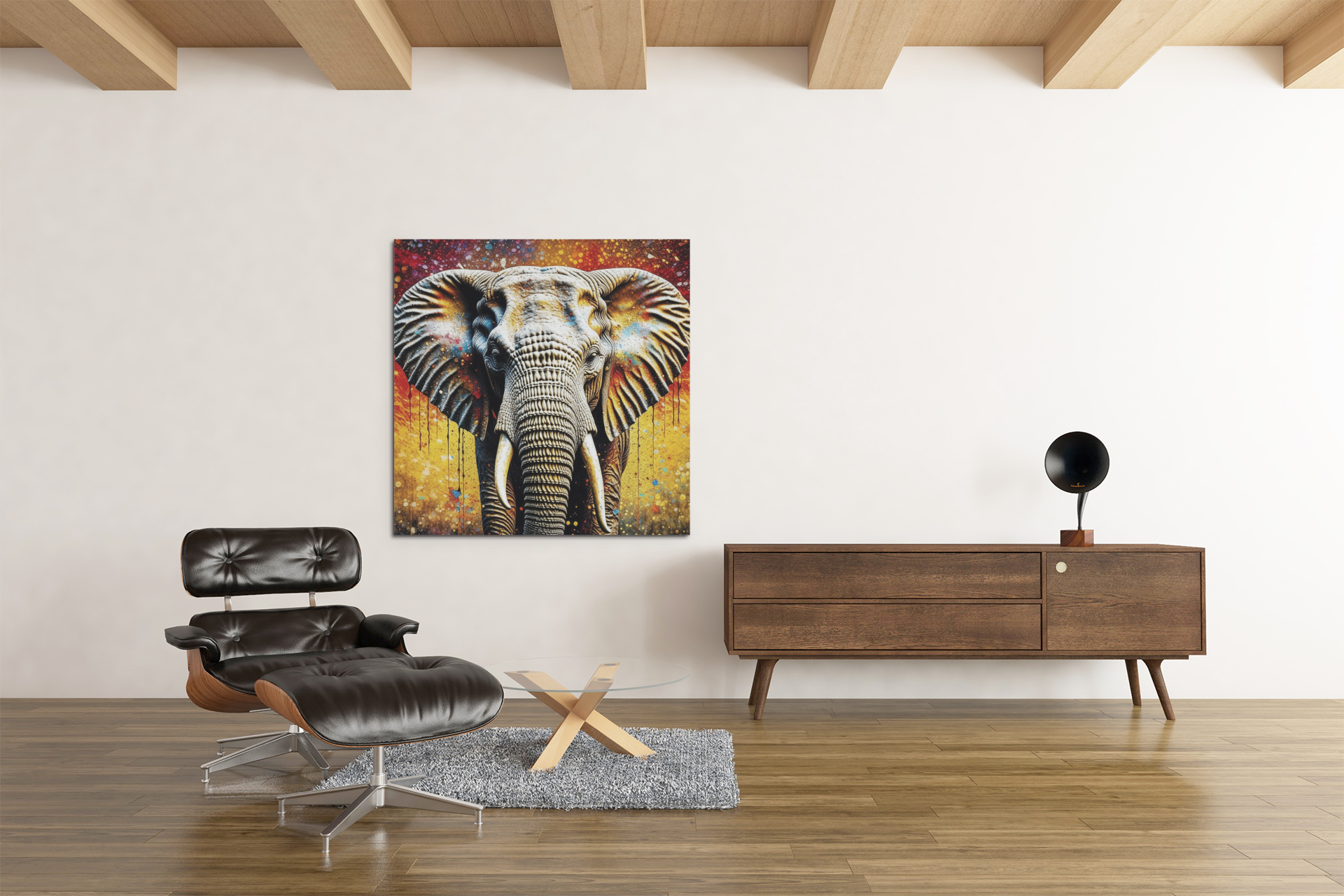 elephant wall art, abstract elephant art, elephant canvas