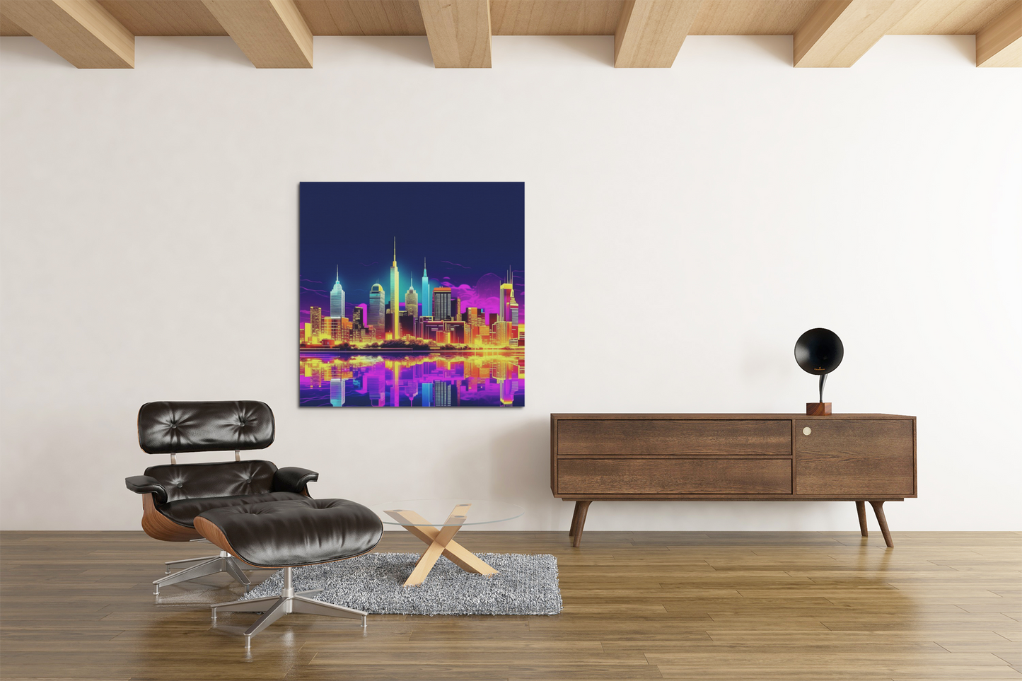 city skyline wall art, cityscape, colorful city print