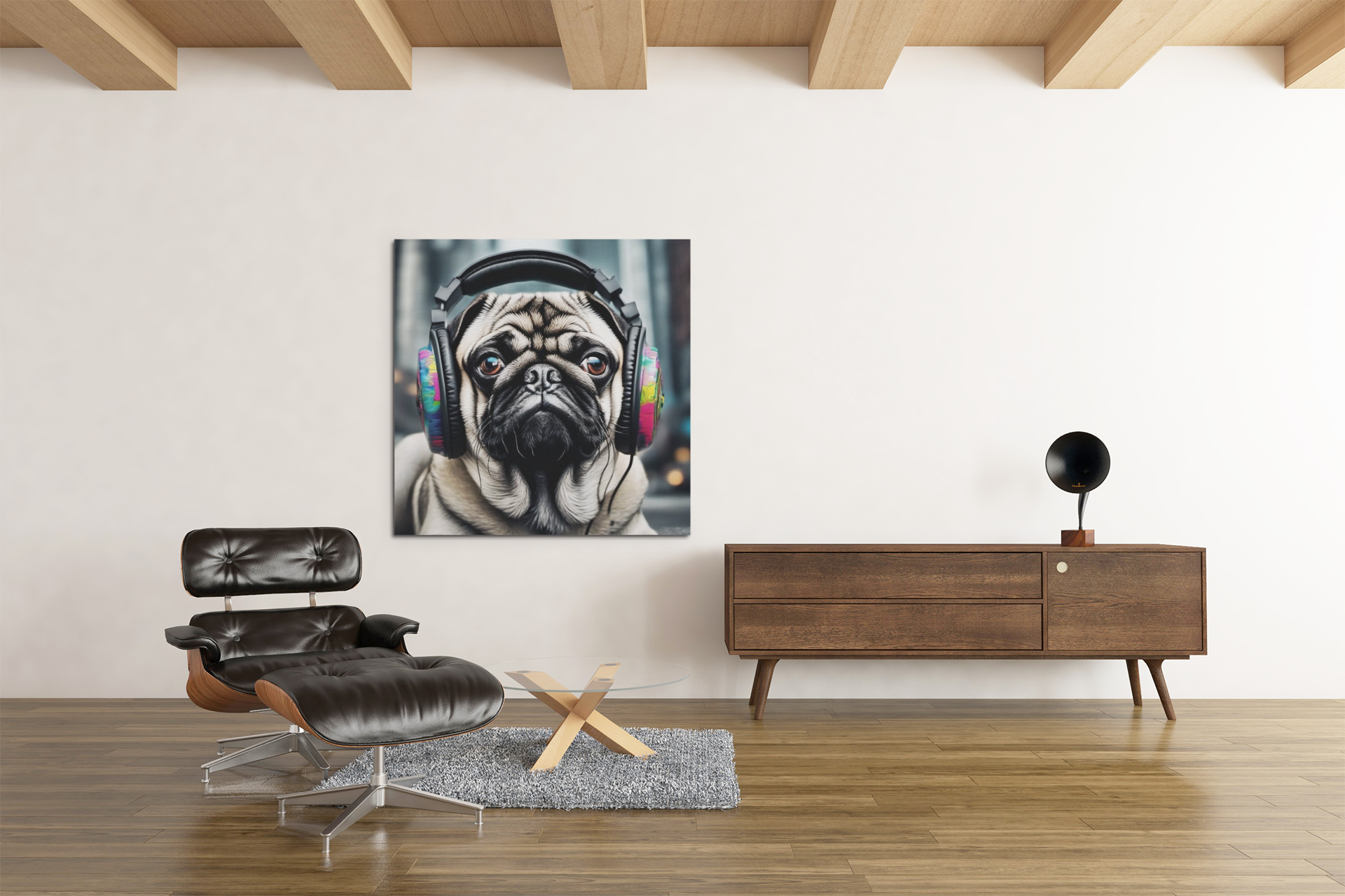 pug artwork, pug wall art, gaming wall art