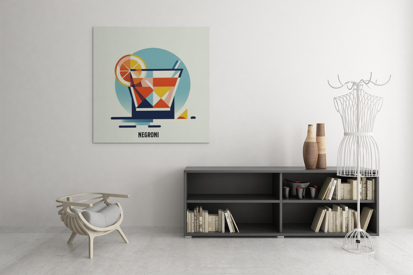 negroni poster, cocktail poster, bar cart decor