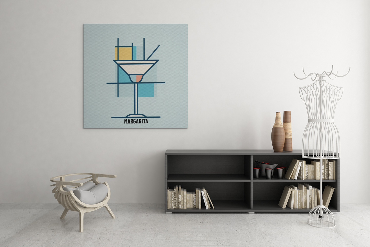 bar cart decor, cocktail poster, margarita cocktail