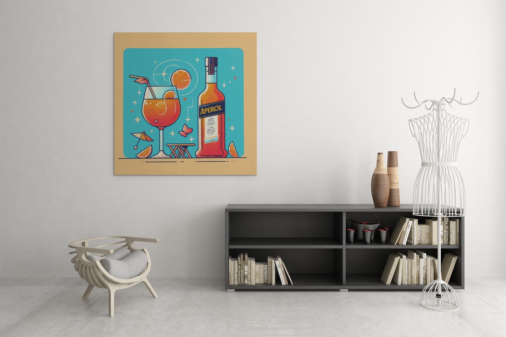 aperol spritz poster, cocktail poster, bar cart decor