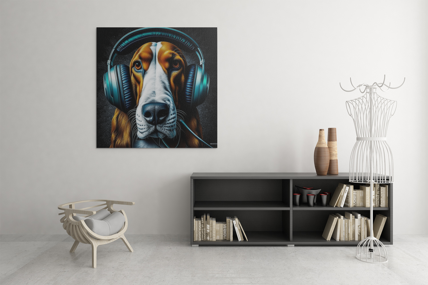 basset hound artwork, basset hound wall art canvas, gaming wall art