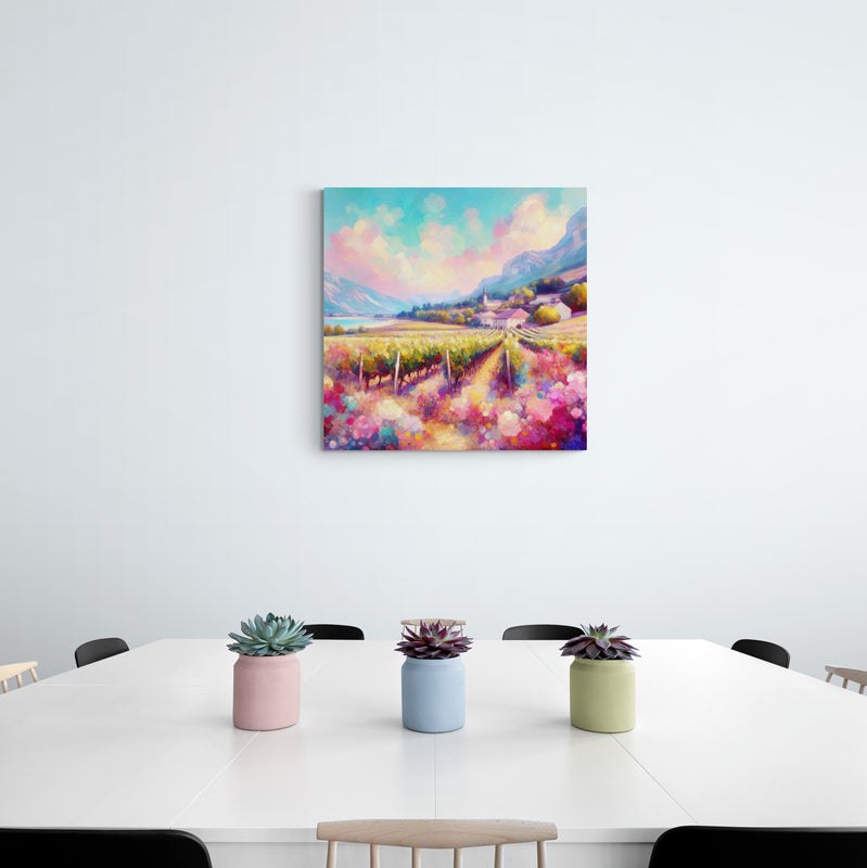 landscape canvas print, south africa art, vineyard painting