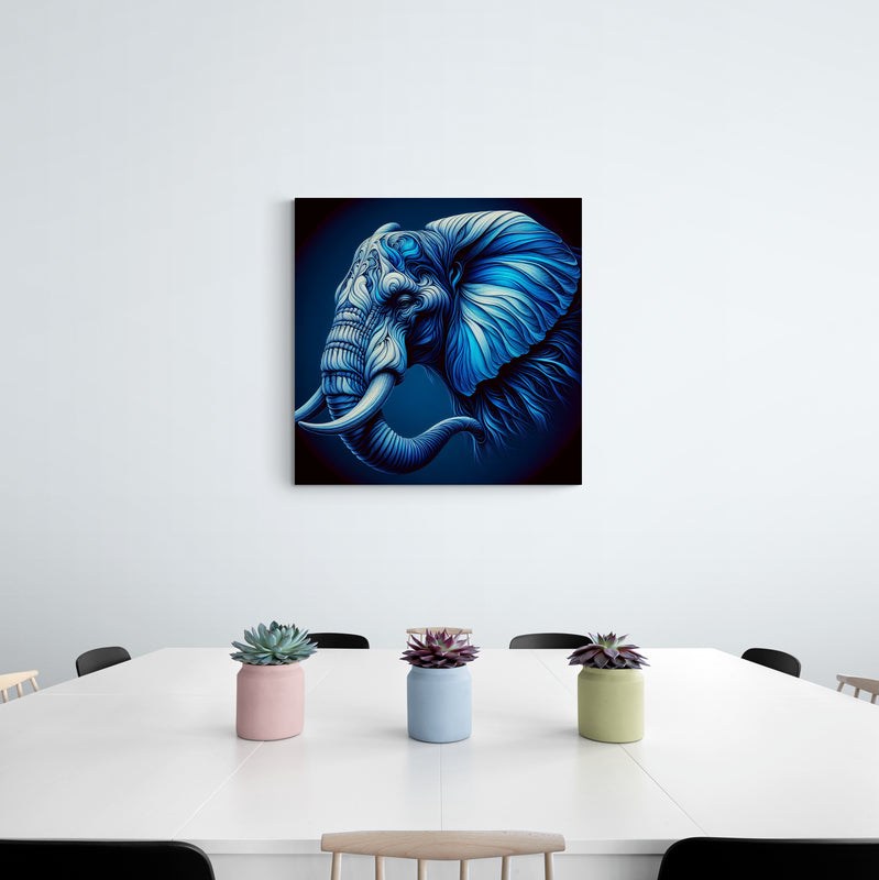 elephant artwork, elephant wall art, blue elephant