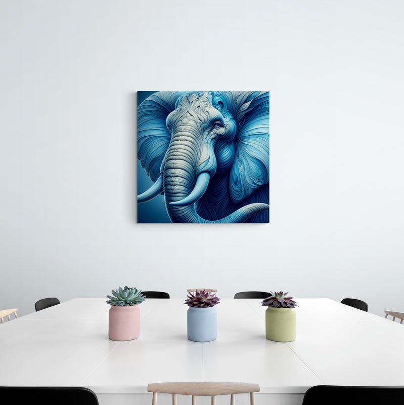 elephant artwork, elephant wall art, blue elephant