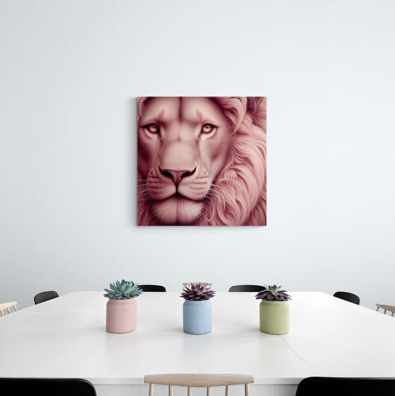 lion wall art, lion canvas wall art, lion face portrait, abstract pink lion