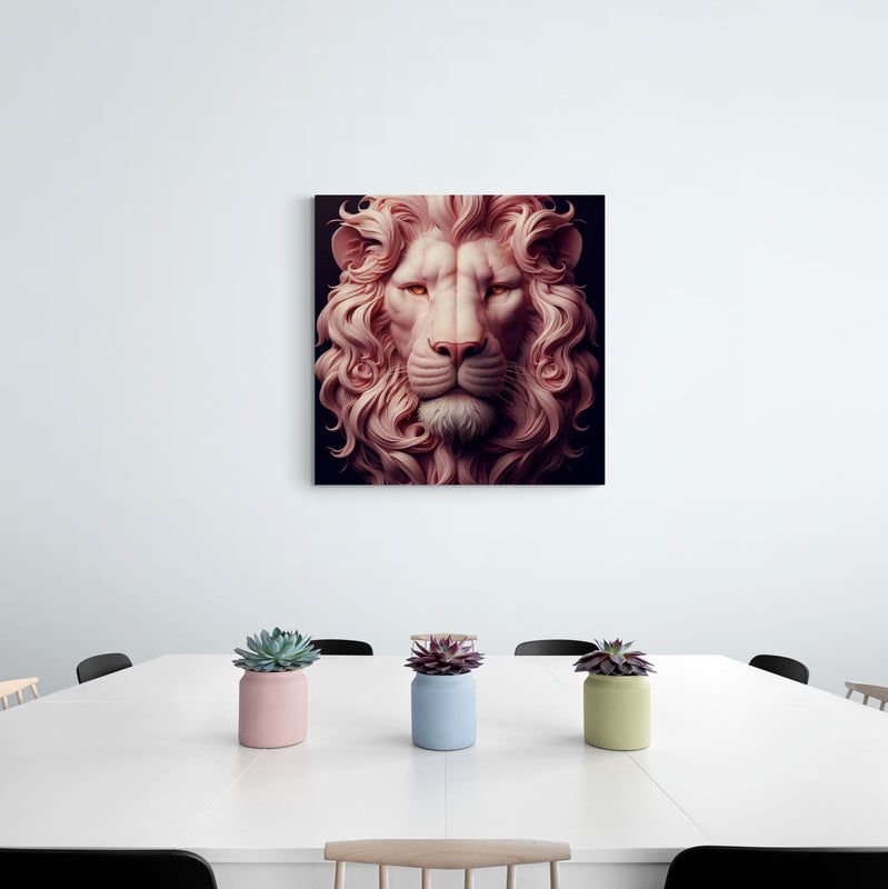 lion wall art, lion canvas wall art, lion face portrait, abstract pink lion