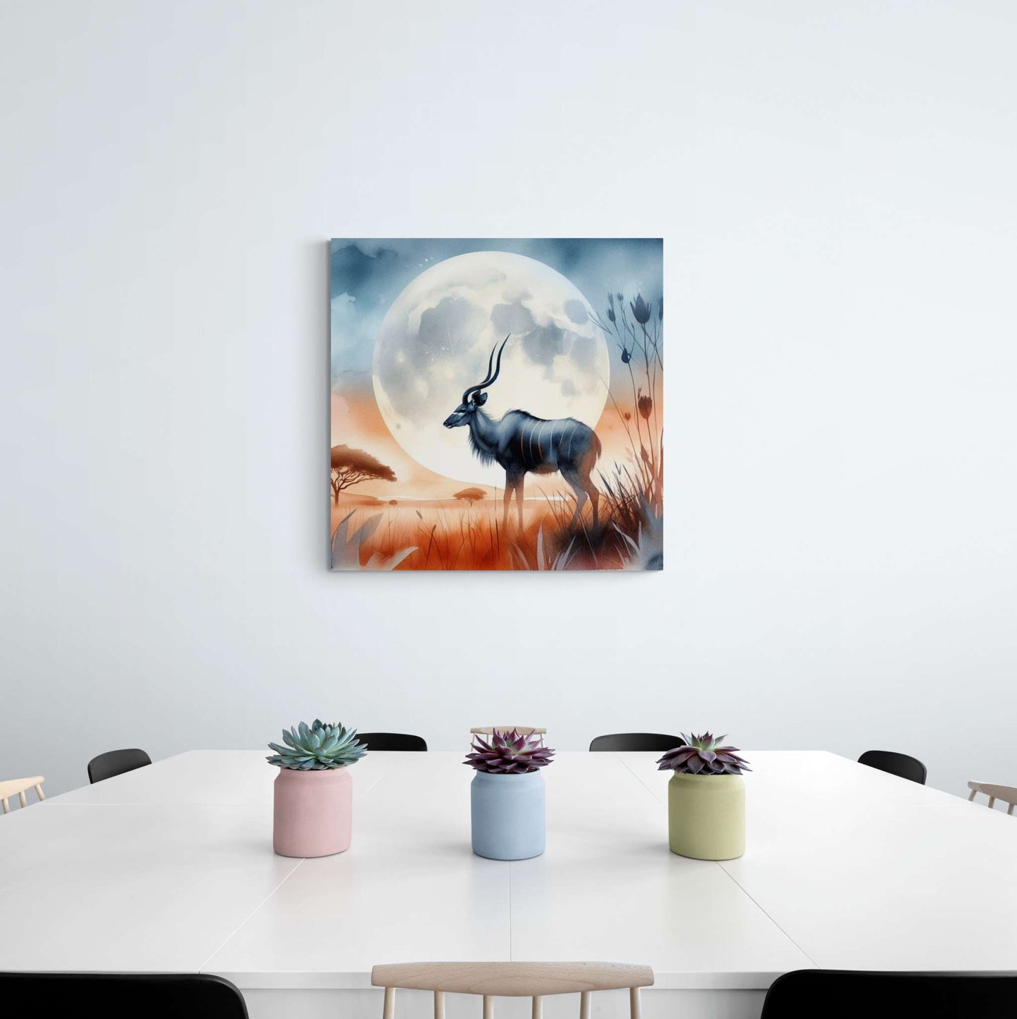 deer canvas, kudu artwork, wildlife canvas