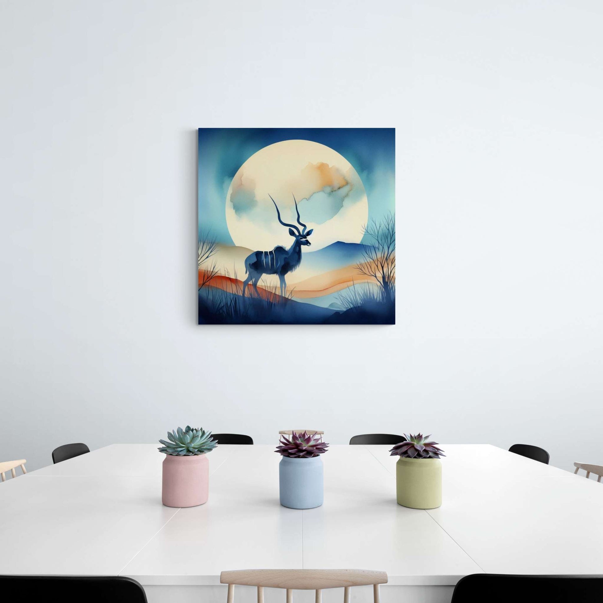 deer canvas, kudu artwork, wildlife canvas