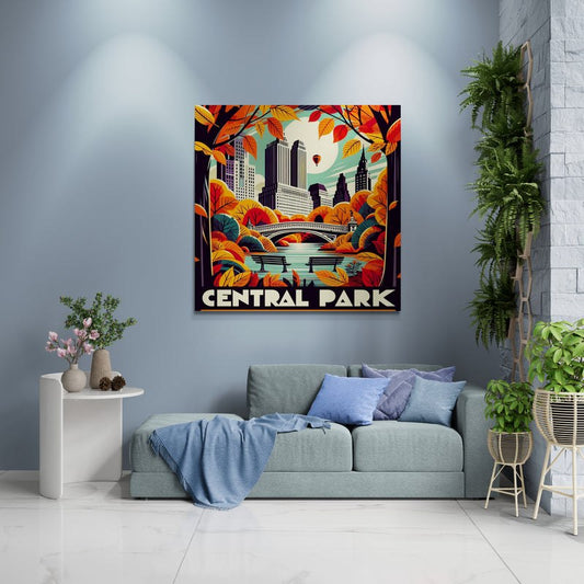 central park, vintage travel poster