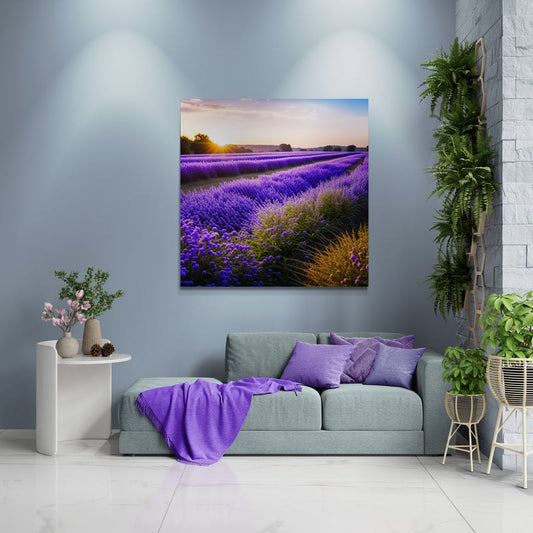 lavender wall art, lavender canvas, landscape art