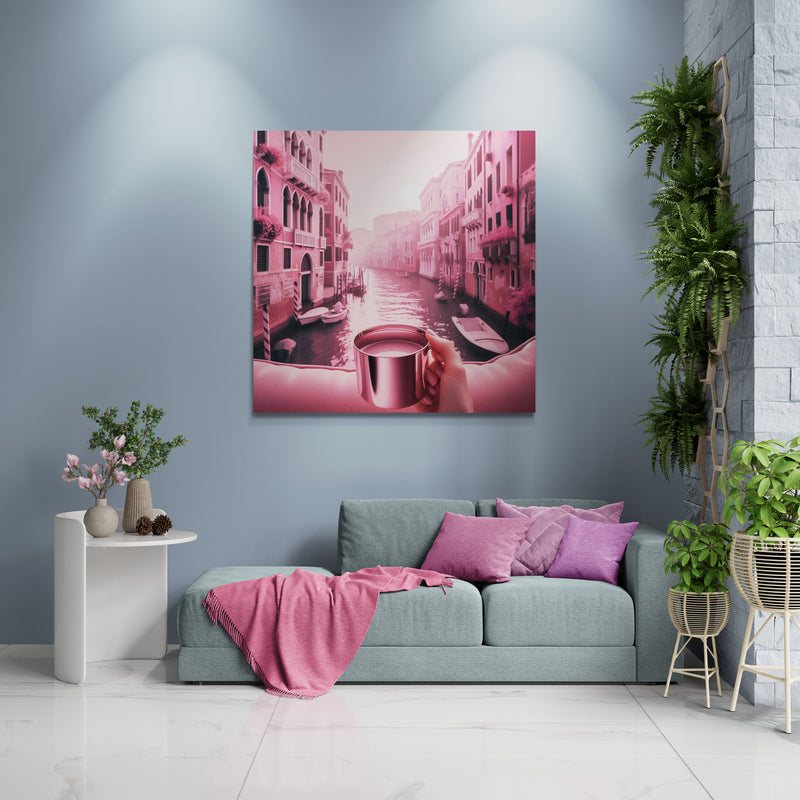 blush pink wall art, venice artwork, venice wall art canvas