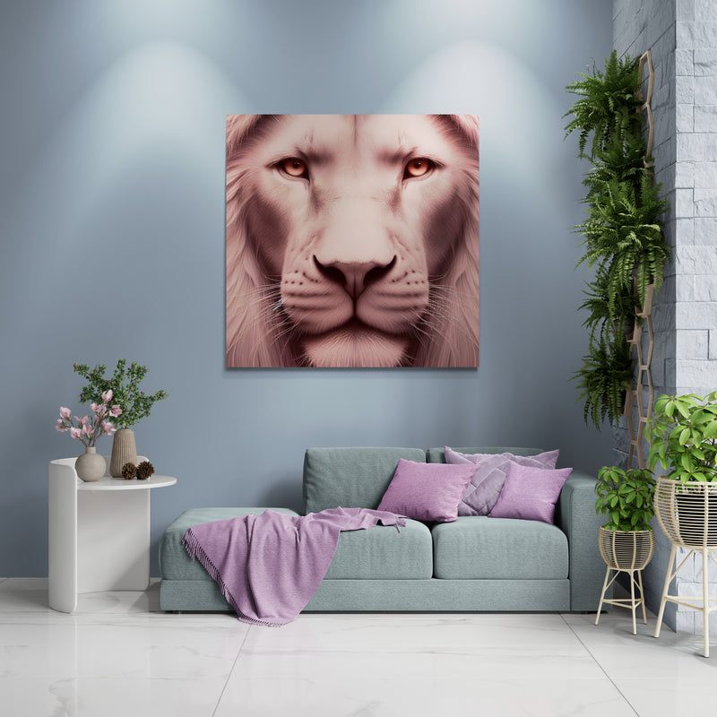 lion wall art, lion canvas wall art, lion face portrait, abstract pink lion