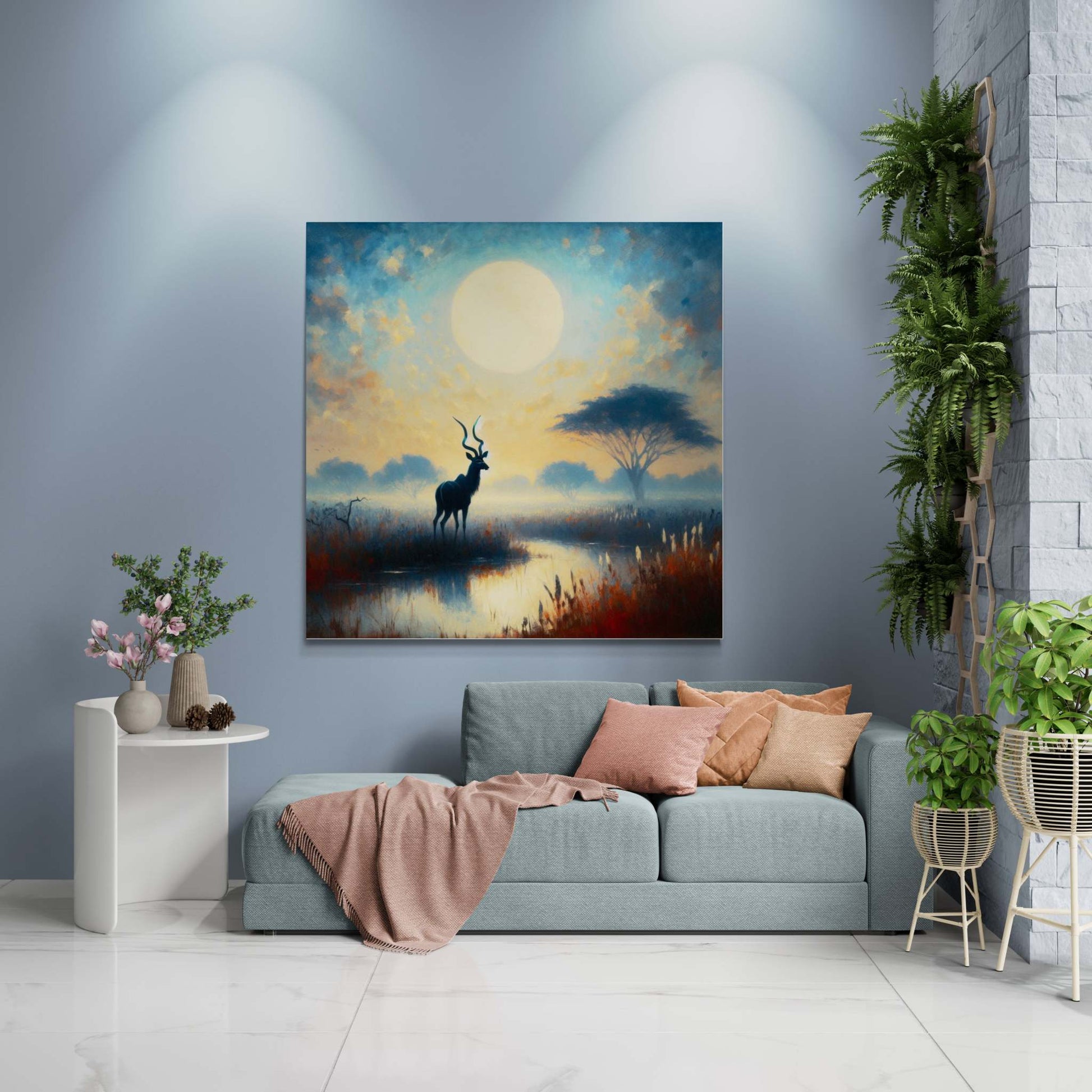 deer canvas, kudu artwork, wildlife canvas