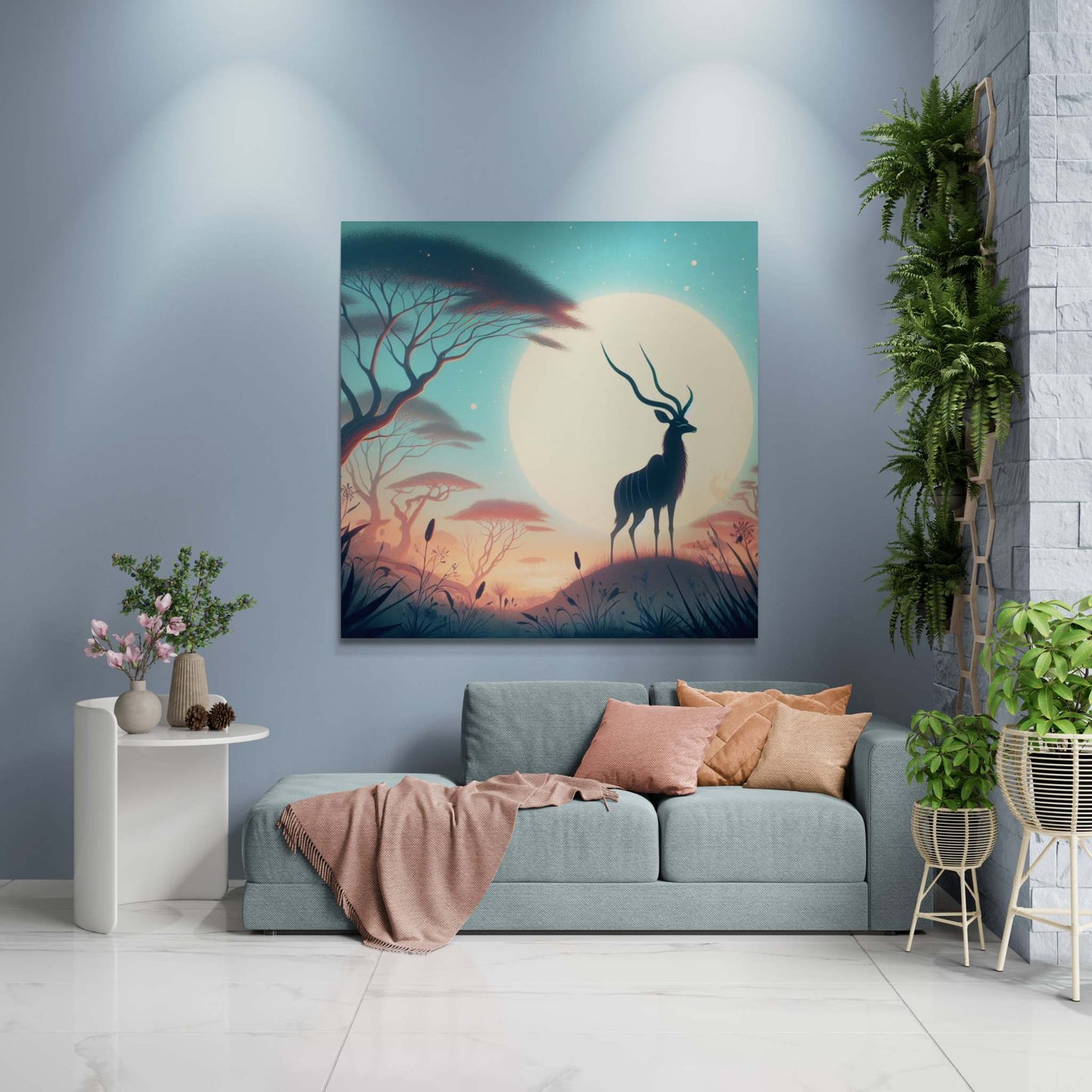 deer canvas, kudu artwork, wildlife canvas