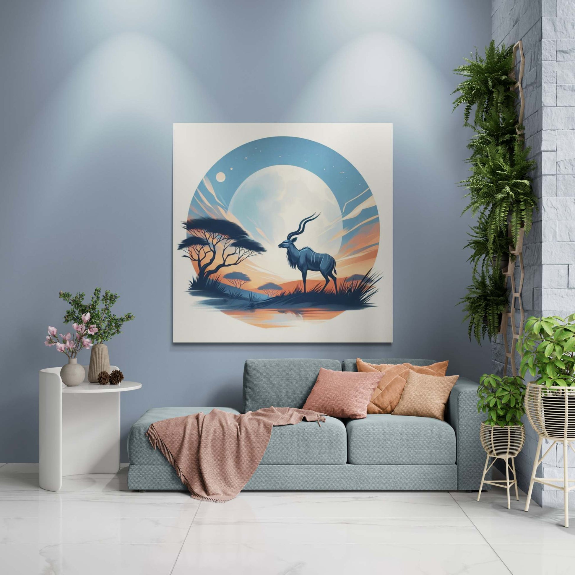 deer canvas, kudu artwork, wildlife canvas