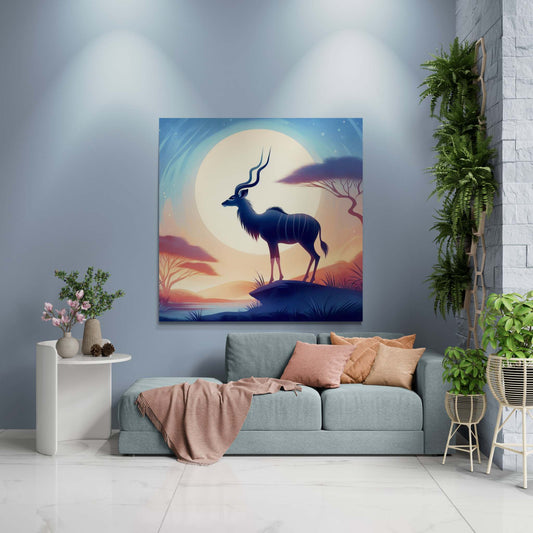 deer canvas, kudu artwork, wildlife canvas